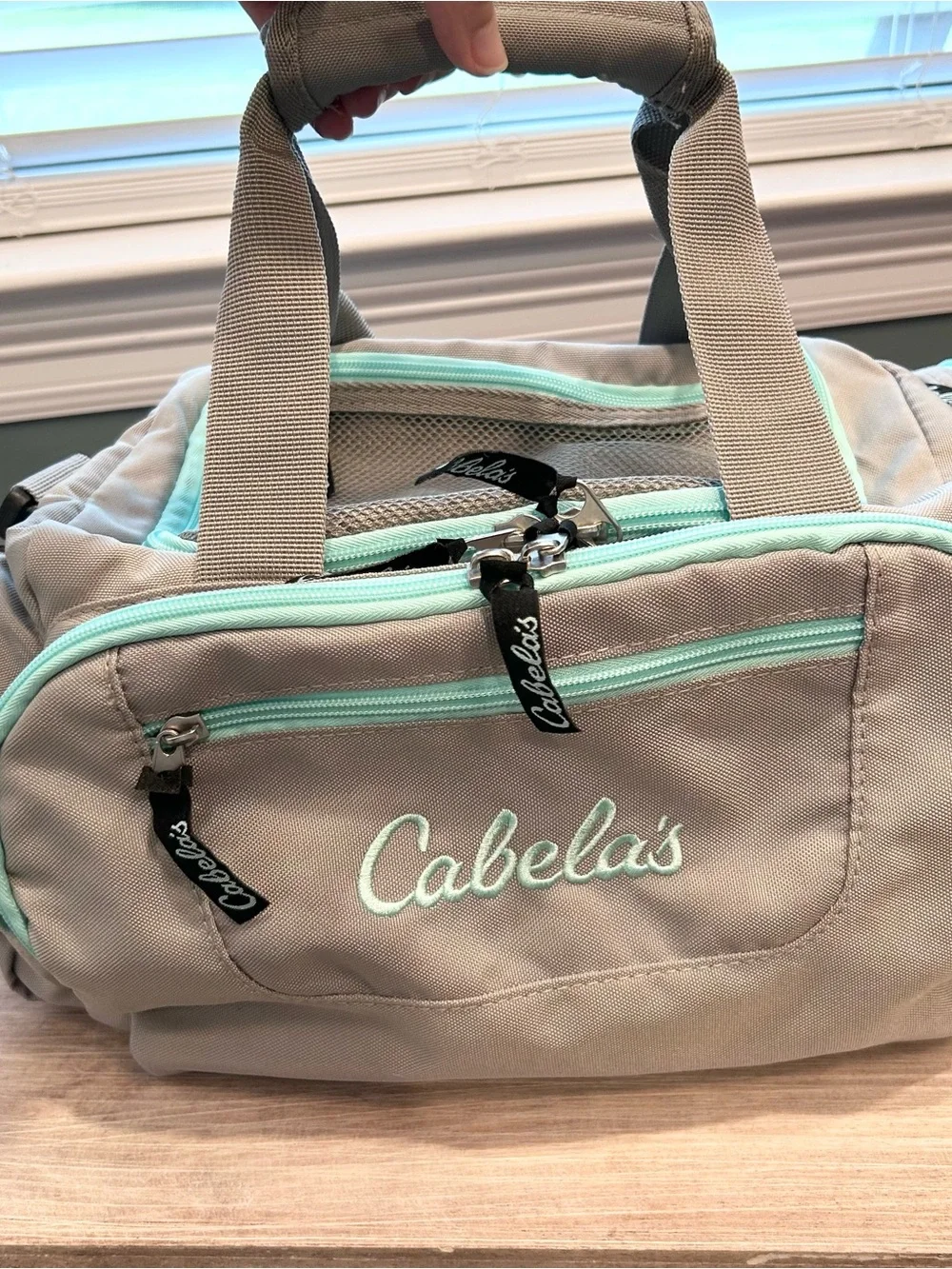 Cabela's Catch-All Gear Bag Gray/Teal Soft Tackle Bag, Range Bag, Small Duffel